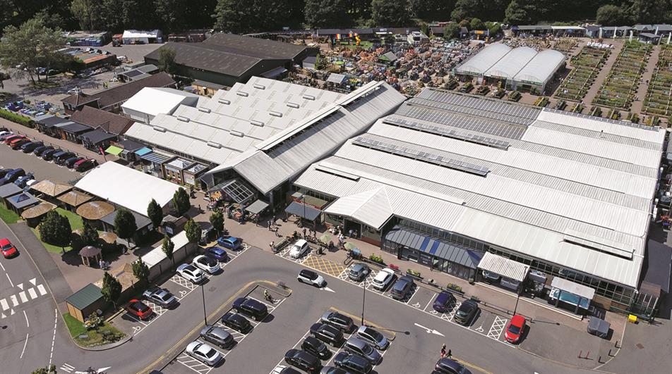 Aerial view of Longacres Bagshot garden centre